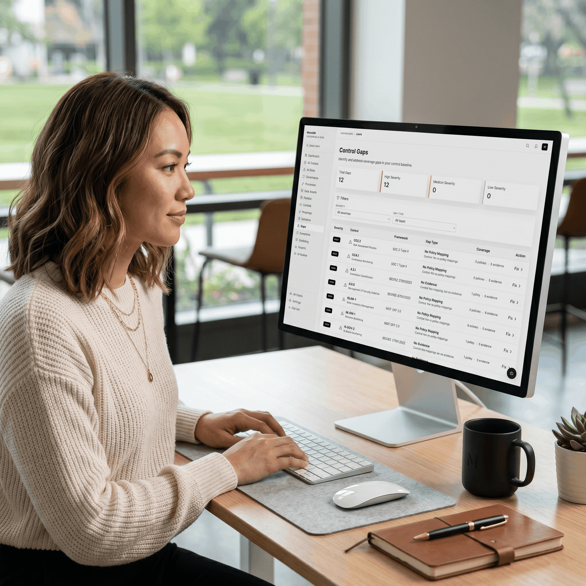 Govscape Control Gaps view open on a desktop display
