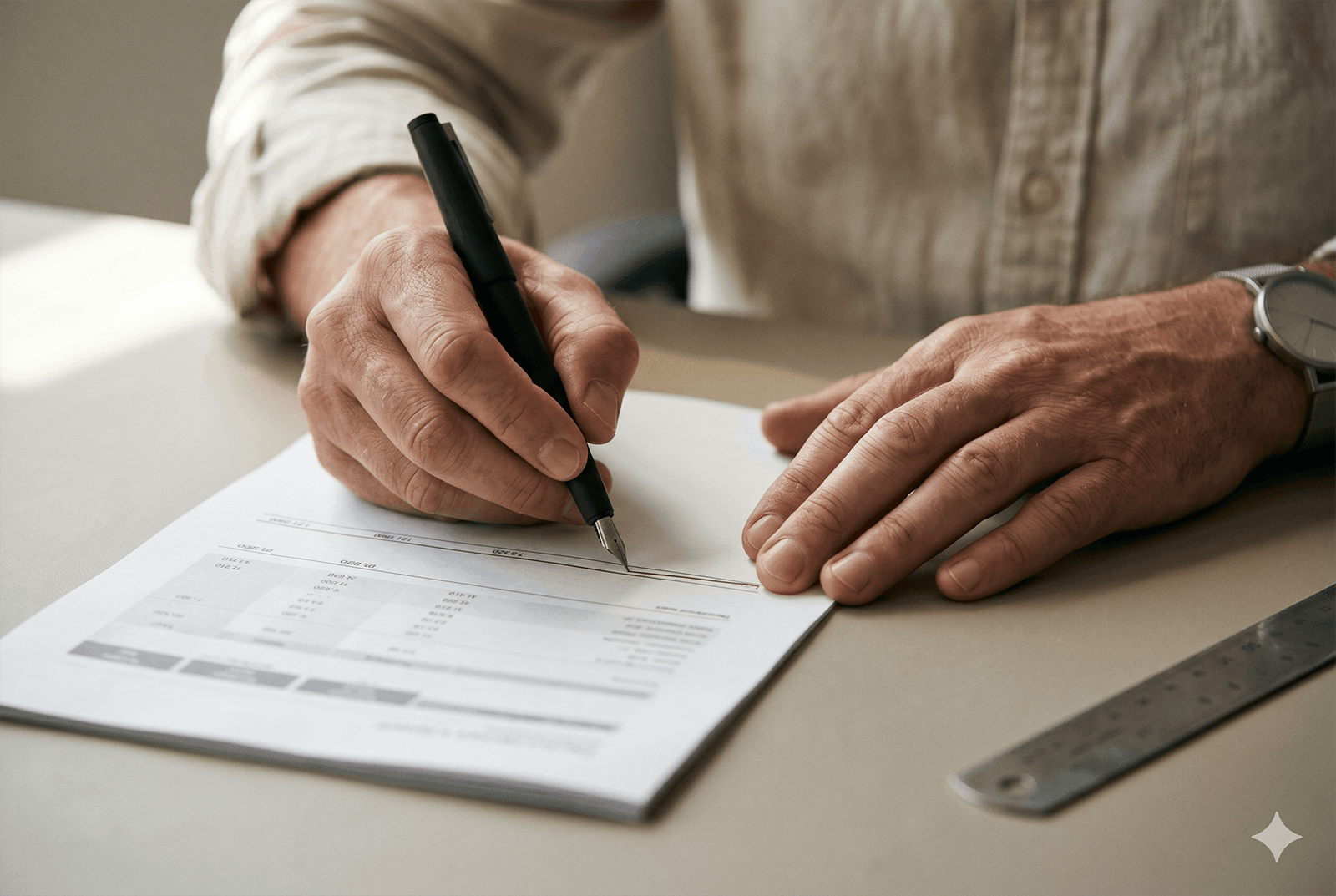 Hands writing on a governance assessment form