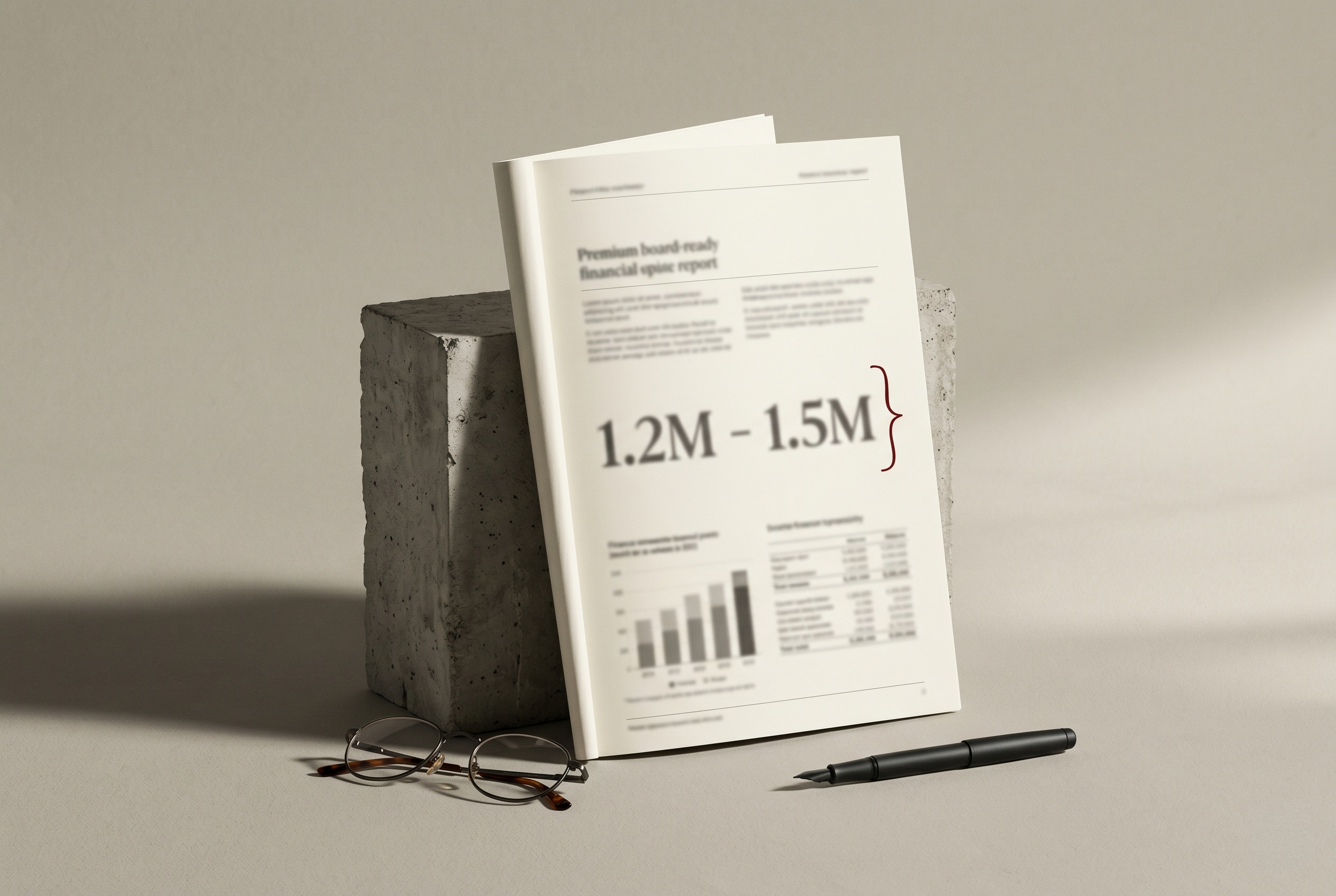 A financial exposure report leaning against a concrete block